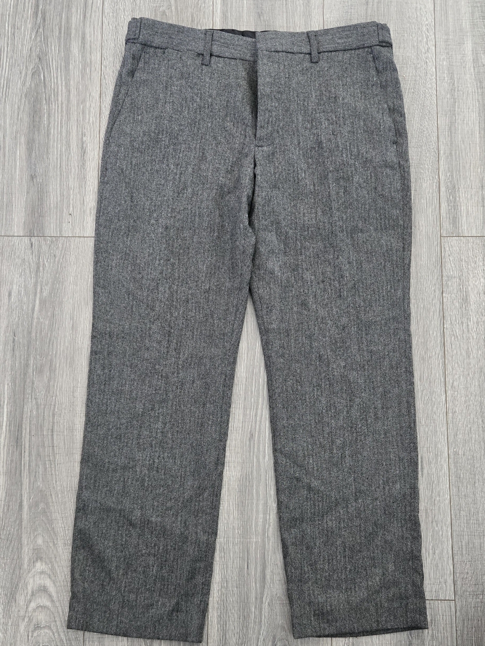Express Producer Straight Leg Pants Men’s 34x30 Gray Herringbone Dress Trousers.